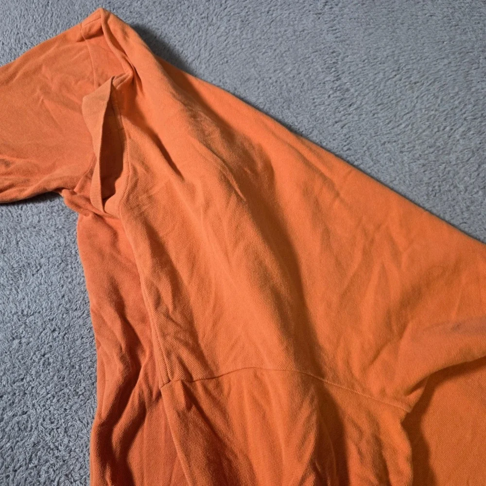 Polo Ralph Lauren Mens Large Polo Shirt Orange Short Sleeve Tonal Pony Classic